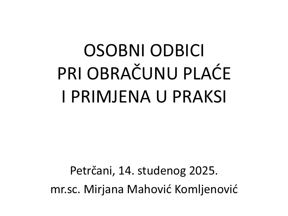 Osobni odbici pri obračunu plaće primjena u praksi 14. 11. 2025.